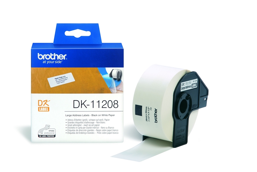 סרט מדבקות לבן למדפסת טרמית במידה 38mm x 90mm - DK11208