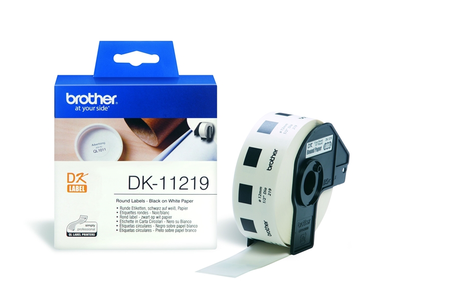 סרט מדבקות לבן למדפסת טרמית עגולות בקוטר 12mm - DK11219