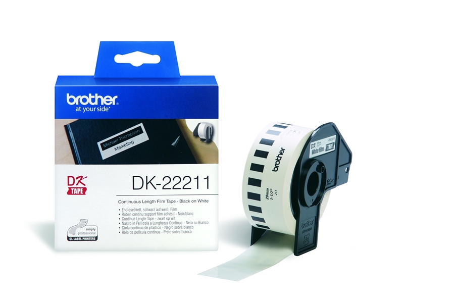 סרט מדבקות פילם לבן רציף למדפסת טרמית ברוחב 29mm - DK22211