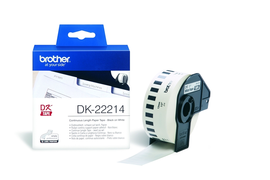 סרט מדבקות לבן רציף למדפסת טרמית ברוחב 12mm - DK22214
