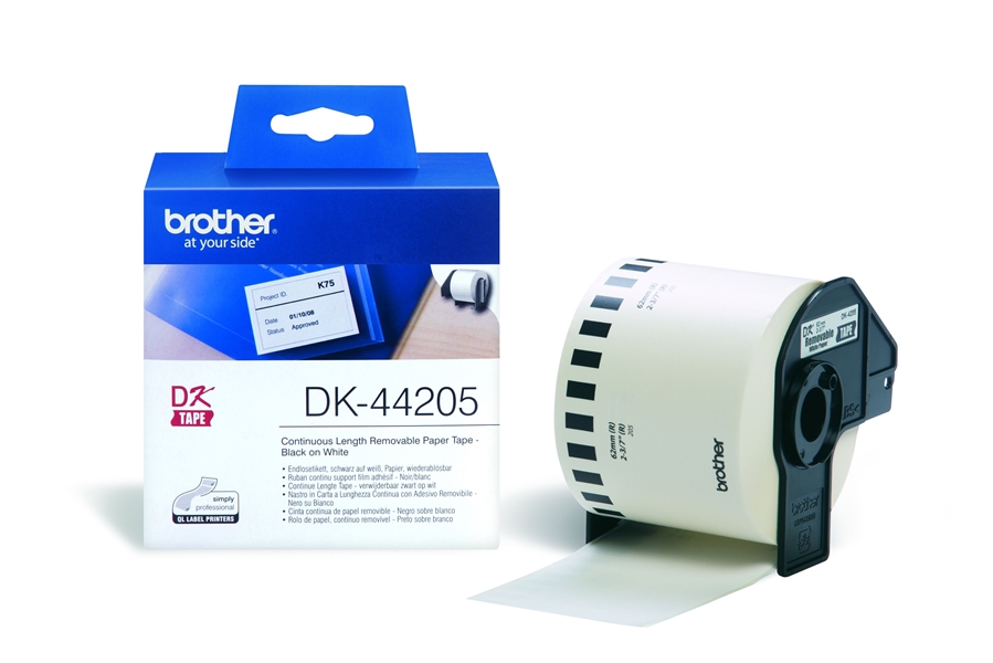 סרט מדבקות ניתן להסרה לבן רציף למדפסת טרמית ברוחב 62mm - DK44205