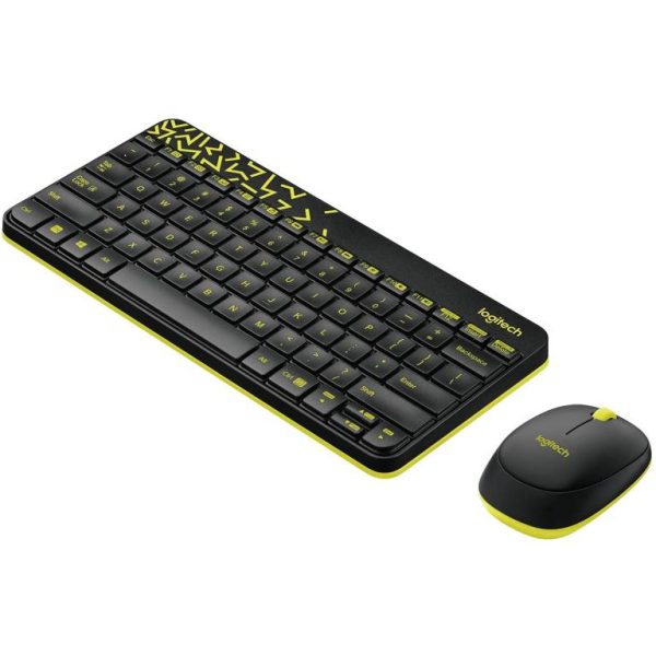⁦סט מקלדת ועכבר אלחוטיים Logitech MK240 NANO Wireless בצבע שחור וצהוב⁩ – תמונה ⁦2⁩