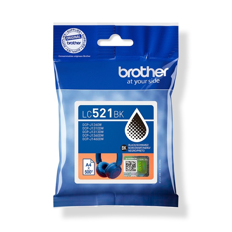 ראש דיו שחור מקורי 500 דף Brother LC-521BK