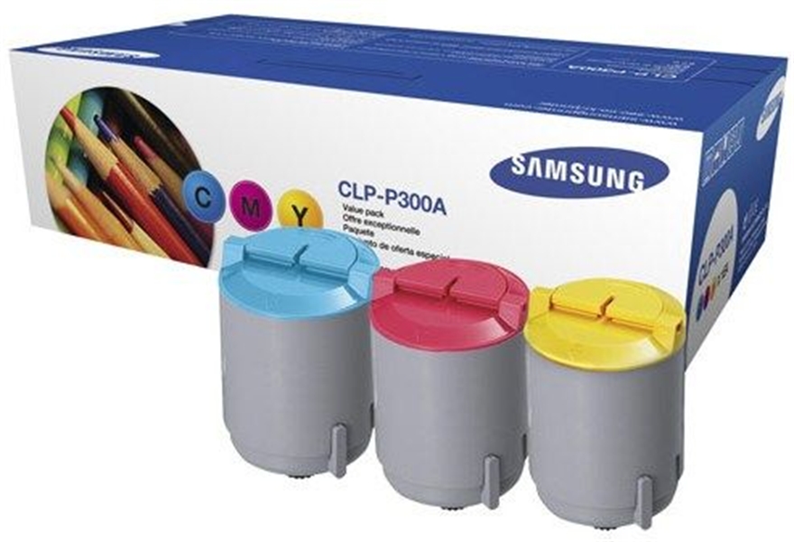 אריזת חסכון הכוללת טונר מקורי כחול, אדום וצהוב Samsung CLP-P300A